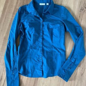 New York & Company Vibrant Blue Button-Up Shirt